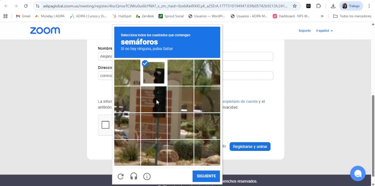 Hacer clic en el botón 'Registrarse y unirse'