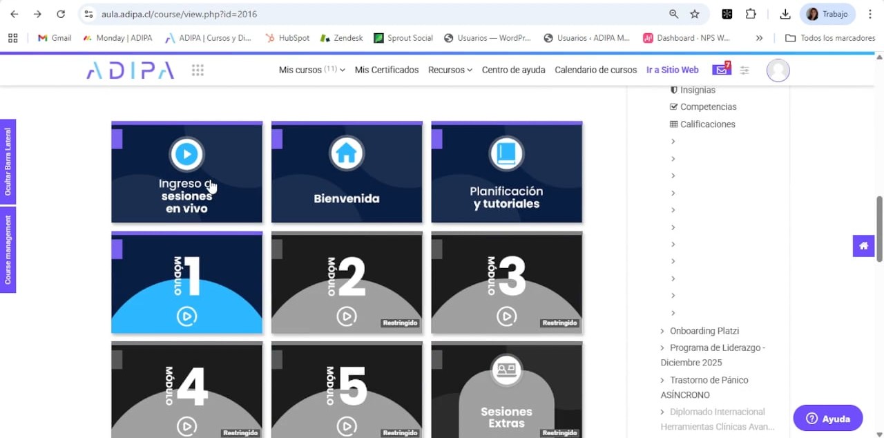 Hacer clic en el enlace de Zoom asociado a la clase correspondiente
